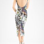 open low back tango dress in multicolour print with back slit