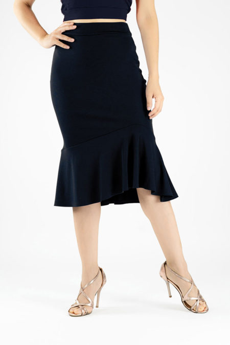 tango skirt with ruffle in black color