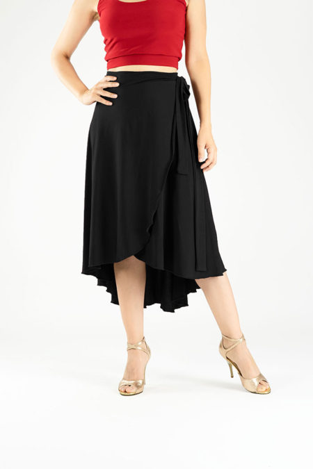 Cascade wrap tango skirt in color black