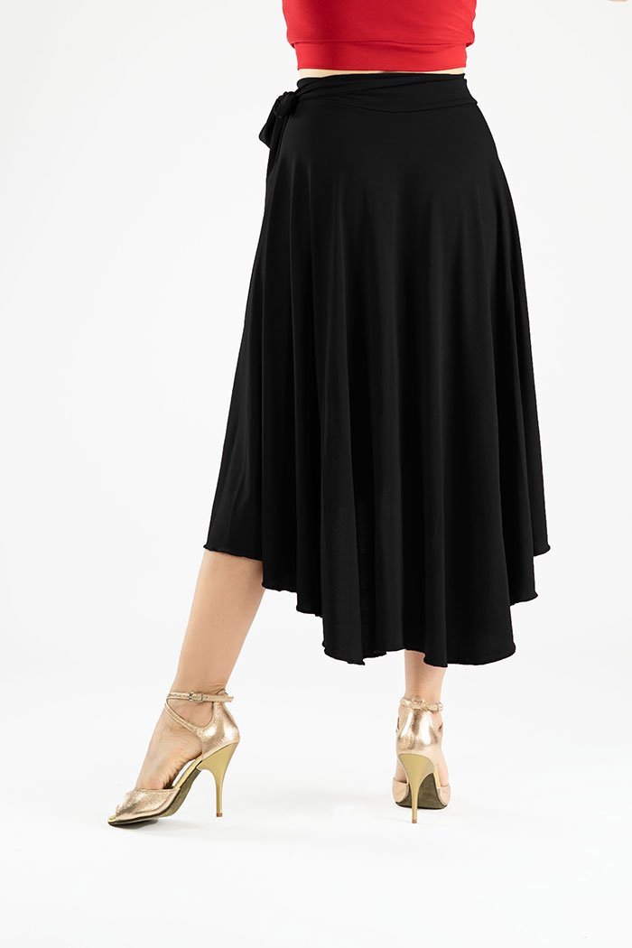 Cascade wrap tango skirt in color black