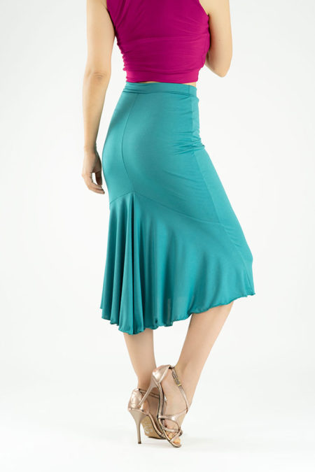 Falda de tango con cola detrás en color verde por Sosle Tango Boutique