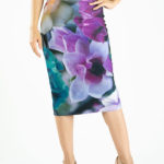 Eye catching floral print tango skirt with back slit