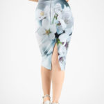 Pencil skirt in white floral print