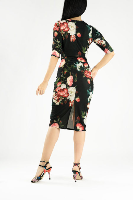 floral tango dress with elbow sleeves
