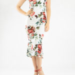 Tango dress with black tail in floral print