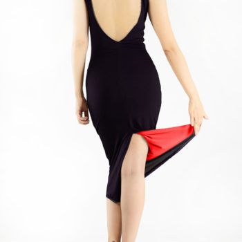 Reversible tango dress in black and red
