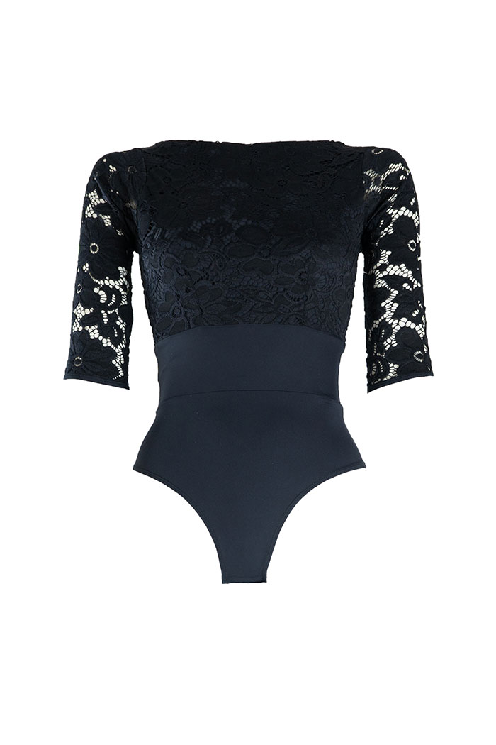 Lace tango bodysuit with ties in the back